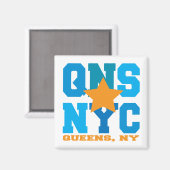 Queens, NY blauwe magneet (Voorkant / Achterkant)