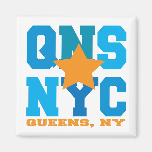 Queens, NY blauwe magneet (Voorkant)