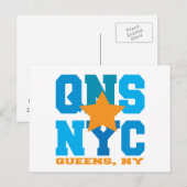 Queens, NY Blue Briefkaart (Voorkant / Achterkant)