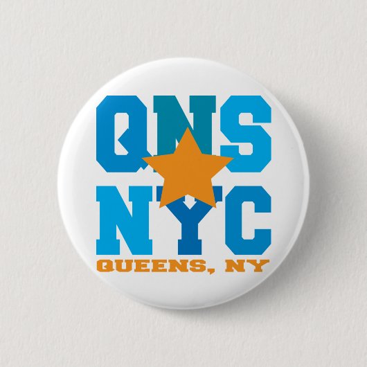 Queens, NY Blue Button (Voorkant)