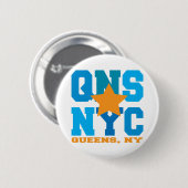 Queens, NY Blue Button (Voorkant /achterkant)