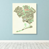 Queens NY Typografie Kaart Art Canvas Print (Insitu (Houten vloer))