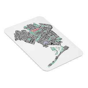 Queens NY Typografische Map Flexi Magnet Magneet