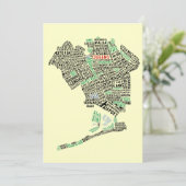 Queens NY Typography Map Party Kaart (Staand voorkant)