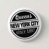 Queens NYC 1897 Ronde Button 5,7 Cm (Voorkant)