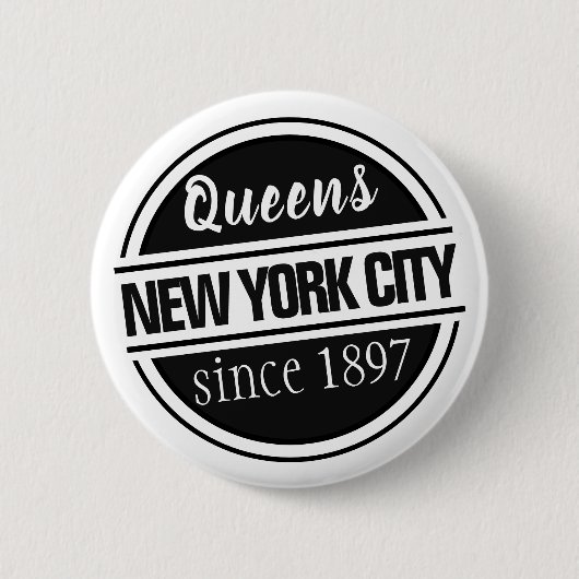 Queens NYC 1897 Ronde Button 5,7 Cm (Voorkant)