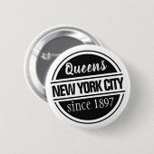 Queens NYC 1897 Ronde Button 5,7 Cm (Voorkant /achterkant)