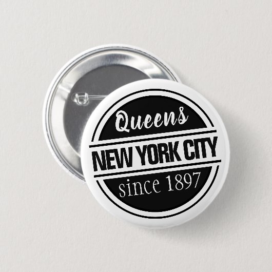 Queens NYC 1897 Ronde Button 5,7 Cm (Voorkant /achterkant)