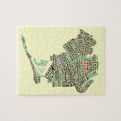 Queens NYC Typografische Map Jigzaag Puzzle Legpuzzel (Horizontaal)