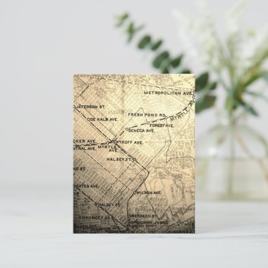 Queens NYC Vintage Map Briefkaart (Staand voorkant)