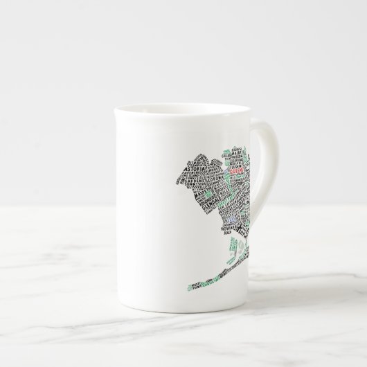 Queens, NYC Word Art Map Mok (Voorkant rechts)