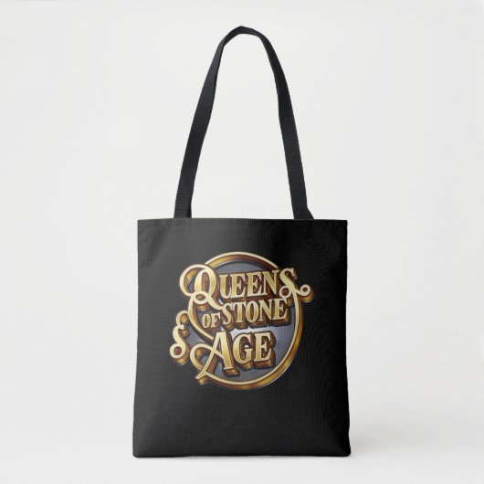 Queens of the Stone Age Design Zwarte Canvas tasse Tote Bag (Voorkant)