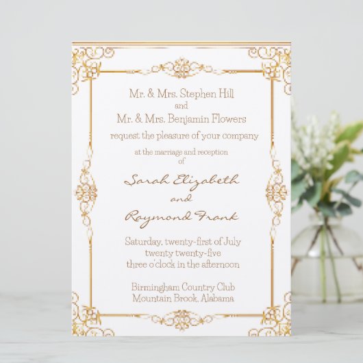 Queen's Palace 6,25" x 8,75" bruiloft uitnodiging (Staand voorkant)