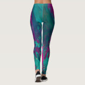 Queen's Potion Magenta & Blauwgroen Abstracte rook Leggings (Achterkant)