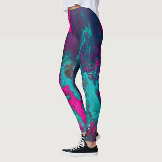 Queen's Potion Magenta & Blauwgroen Abstracte rook Leggings (Links)