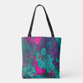 Queen's Potion Magenta & Blauwgroen Abstracte rook Tote Bag (Achterkant)