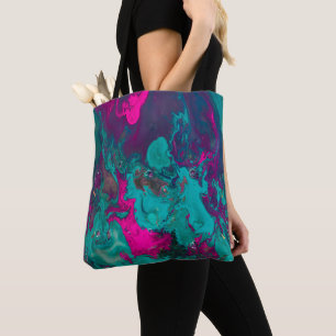 Queen's Potion Magenta & Blauwgroen Abstracte rook Tote Bag