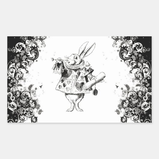Queen's Rabbit -  Alice Swirls-Collectie Rechthoekige Sticker (Voorkant)
