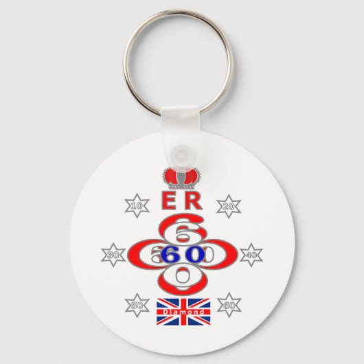 Queens Royal Jubilee sterren design Sleutelhanger (Voorkant)