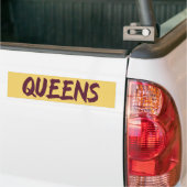 Queens Text Base Design on Yellow Background Bumpe Bumpersticker (Op Truck)