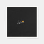 Queen's Touch: zwart servet met gedurfde 'Queen' (Voorkant)
