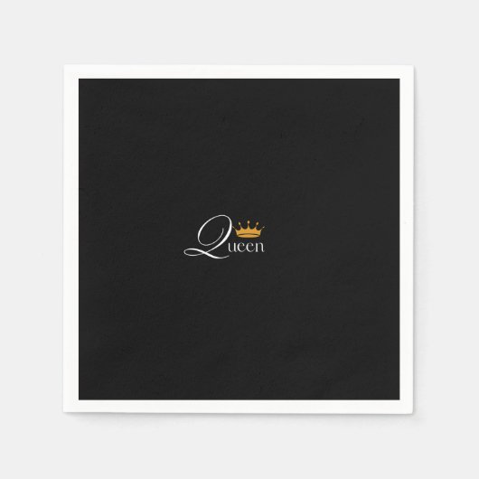 Queen's Touch: zwart servet met gedurfde 'Queen' (Voorkant)
