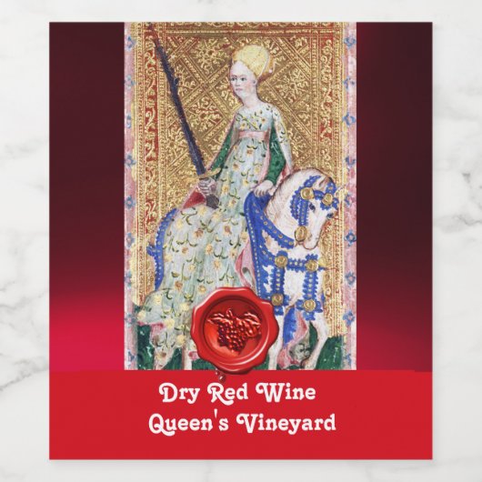 QUEEN'S VINEYARD RODE WIJN WASZEGEL/ OUDE TAROTKAA ETIKET (Enkel label)