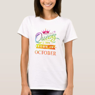 Queens worden geboren in oktober. Waterverf T-shirt