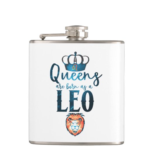 Queens wordt geboren als LEO Zodiac Sign. Heupfles (Voorkant)