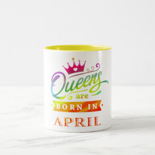 Queens wordt geboren in April Birthday Gift Tweekleurige Koffiemok