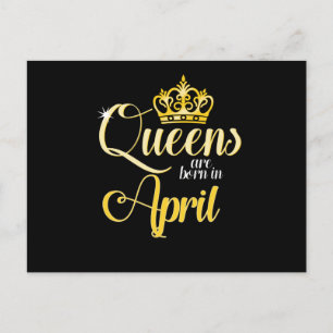 Queens wordt geboren in April Women Girl Birthday Feestdagenkaart