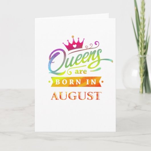 Queens wordt geboren in August Birthday Gift Kaart (Voorkant)