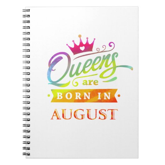 Queens wordt geboren in August Birthday Gift Notitieboek (Voorkant)