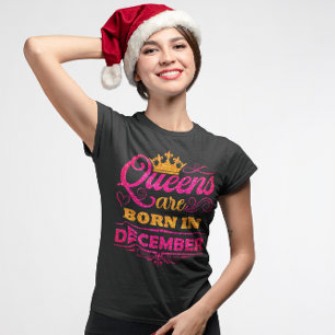 Queens wordt geboren in december Faux Glitter Birt T-shirt