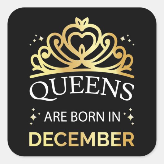 Queens wordt geboren in december I Vierkante Sticker (Voorkant)
