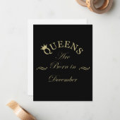 Queens wordt geboren in december notitiekaartje (Voorkant / Achterkant in situ)