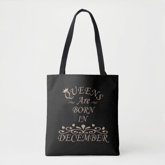 Queens wordt geboren in december tote bag (Voorkant)