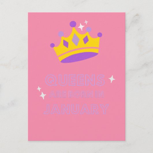Queens wordt geboren in januari briefkaart (Voorkant)