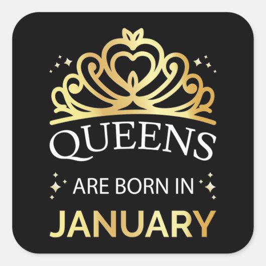 Queens wordt geboren in januari I Vierkante Sticker (Voorkant)
