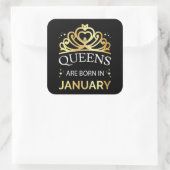 Queens wordt geboren in januari I Vierkante Sticker (Tas)
