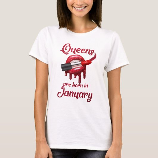 Queens wordt geboren in januari t-shirt (Voorkant)