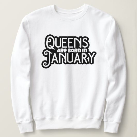 Queens wordt geboren in januari trui (Design voorkant)