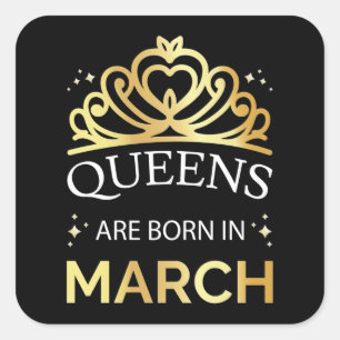 Queens wordt geboren in maart I Vierkante Sticker