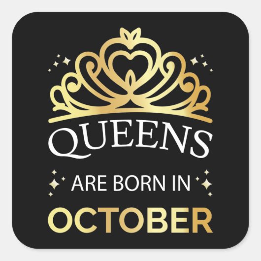 Queens wordt geboren in oktober I Vierkante Sticker (Voorkant)