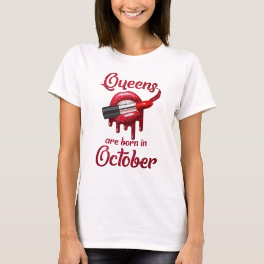 Queens wordt geboren in oktober t-shirt (Voorkant)