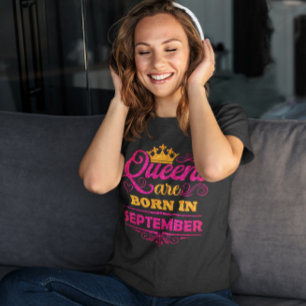 Queens wordt geboren in september Faux Glitter Bir T-shirt