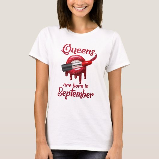 Queens wordt geboren in september t-shirt (Voorkant)
