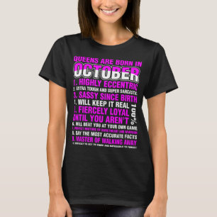 Queens wordt in oktober geboren t-shirt