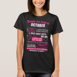 Queens wordt in oktober geboren voor vrouwen t-shirt