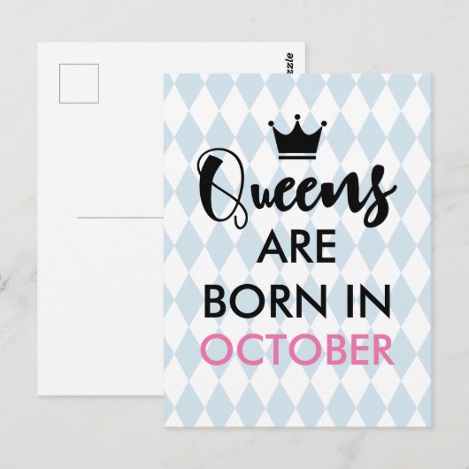 Queens zijn geboren in - Aangepaste maand en kleur Briefkaart (Voorkant / Achterkant)